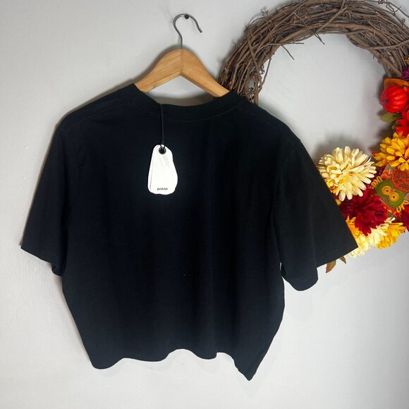 prAna Womens Everyday Crop Short Sleeve Tee Shirt MEDIUM Black Cotton - Picture 4 of 8